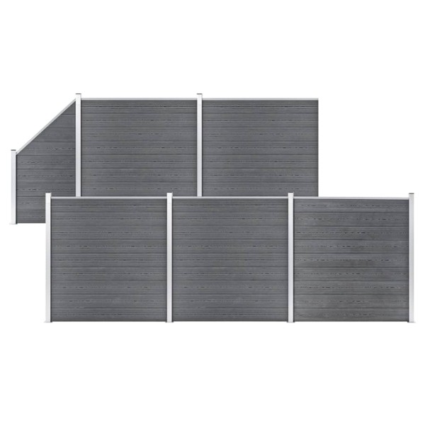 Set de valla 5 cuadradas + 1 oblicua WPC gris 965x186 cm