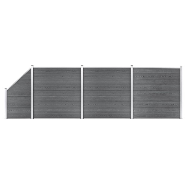 Set de valla 3 cuadradas + 1 oblicua WPC gris 619x186 cm