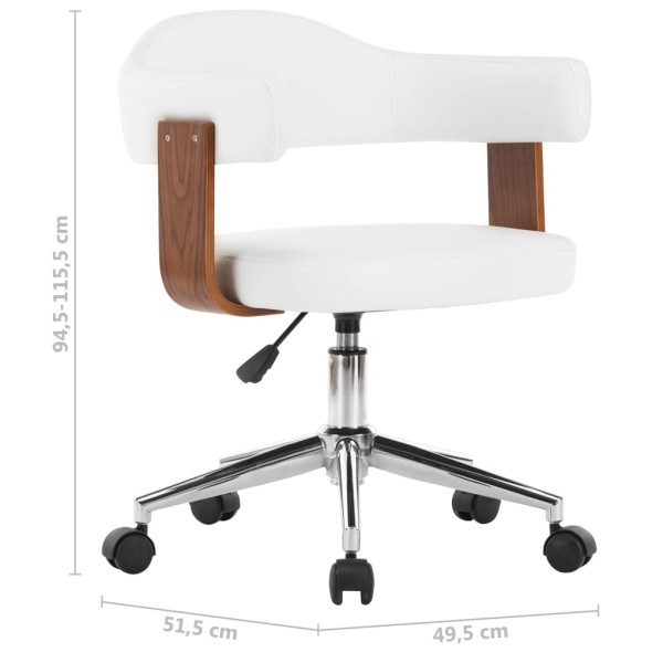 Sillas de comedor giratorias 2 uds madera curvada cuero blanco