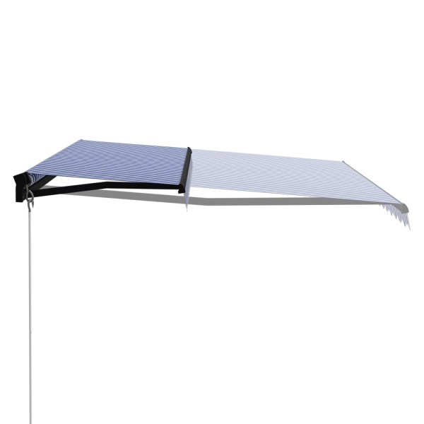 Toldo manual retráctil azul y blanco 400x300 cm