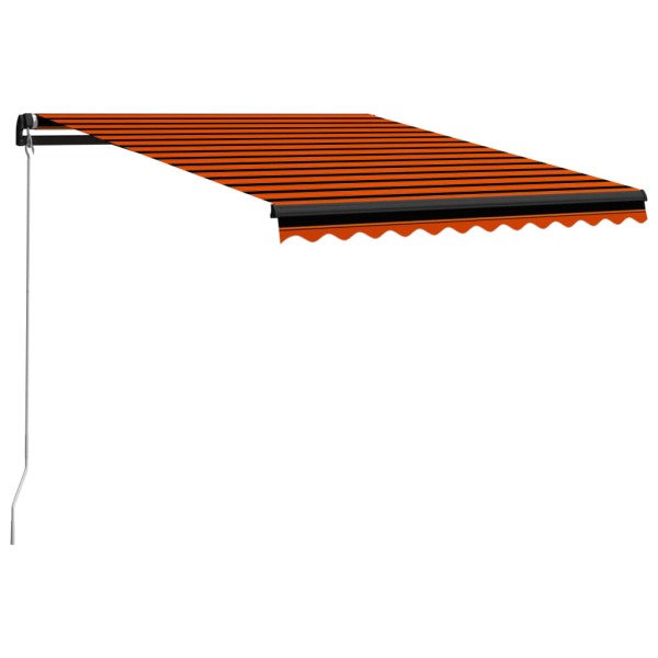 Toldo retráctil manual con LED naranja y marrón 300x250 cm