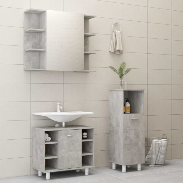 Conjunto de muebles de baño 3 piezas aglomerado gris hormigón