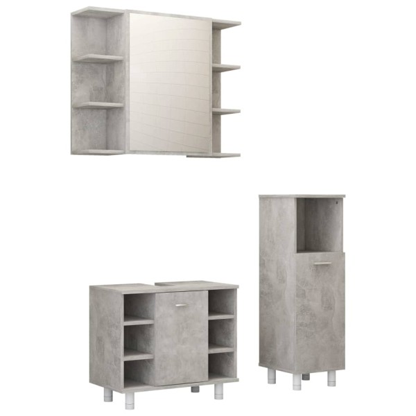 Conjunto de muebles de baño 3 piezas aglomerado gris hormigón