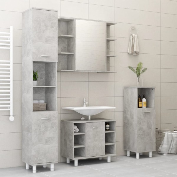 Conjunto de muebles de baño 3 piezas aglomerado gris hormigón