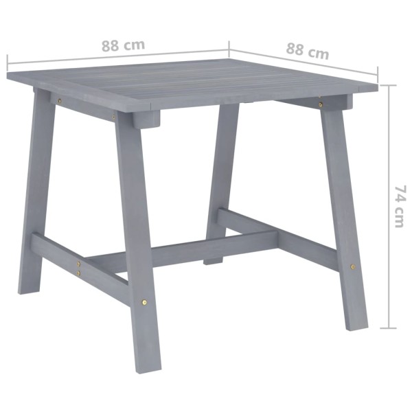 Juego de comedor de jardín 3 pzas madera maciza de acacia gris