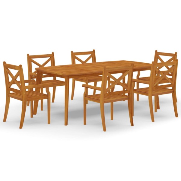 Juego de comedor de jardín 7 piezas madera maciza de acacia