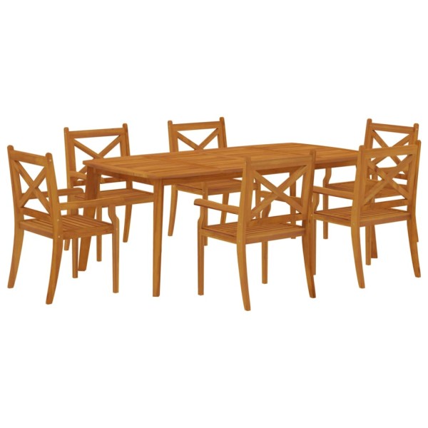 Juego de comedor de jardín 7 piezas madera maciza de acacia