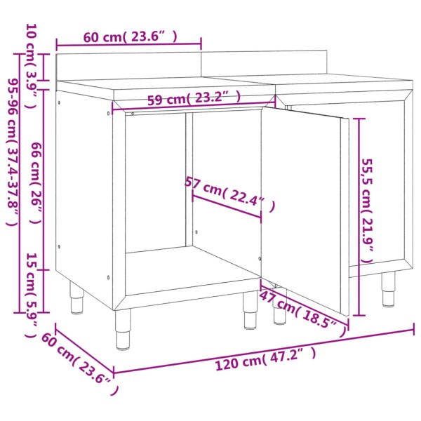 Mesa de trabajo comercial mueble acero inoxidable 120x60x96 cm