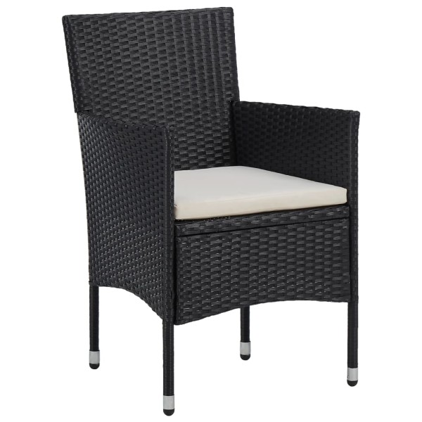 Muebles de jardín 3 piezas ratán sintético y vidrio negro