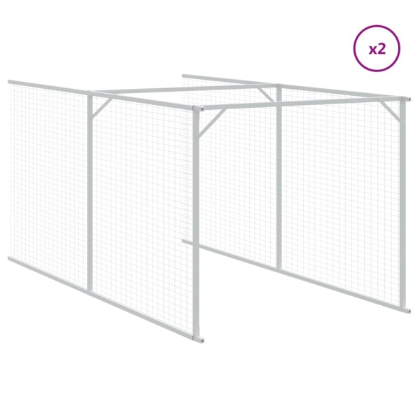 Caseta perros con tejado acero galvanizado gris 117x609x123 cm