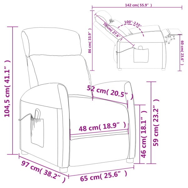 Sillón de masaje de cuero sintético gris