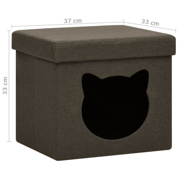 Taburete plegable almacenaje estampado gatos tela marrón oscuro