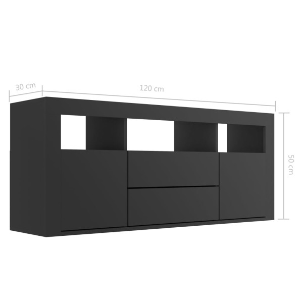 Mueble para TV madera contrachapada negro 120x30x50 cm