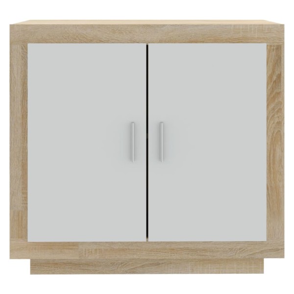 Aparador madera contrachapada blanco y roble Sonoma 80x40x75 cm