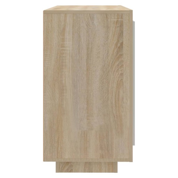 Aparador madera contrachapada blanco y roble Sonoma 80x40x75 cm