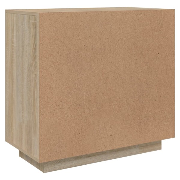 Aparador madera contrachapada blanco y roble Sonoma 80x40x75 cm