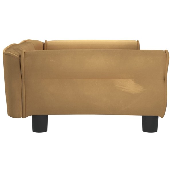 Cama para perros de terciopelo marrón 95x55x30 cm