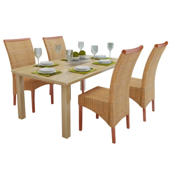 Sillas de comedor 4 unidades ratán natural marrón