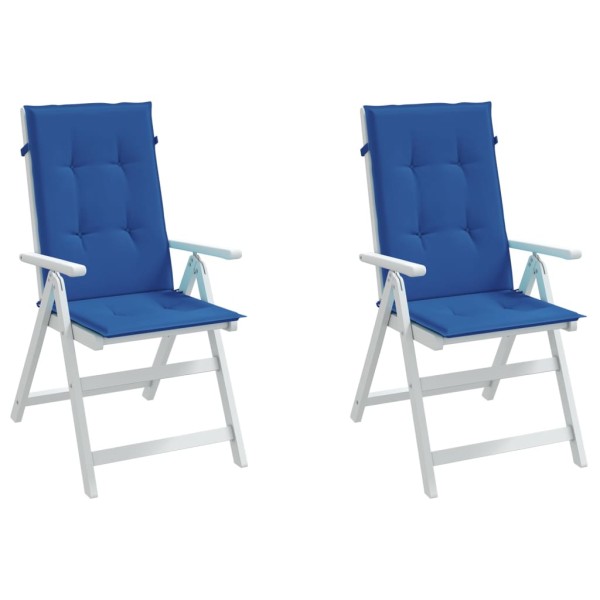 Cojín silla de jardín respaldo alto 2 uds tela azul 120x50x3 cm