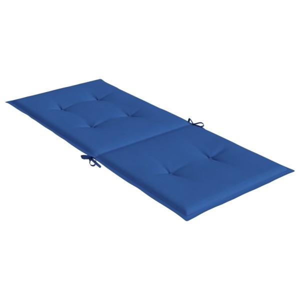 Cojín silla de jardín respaldo alto 2 uds tela azul 120x50x3 cm