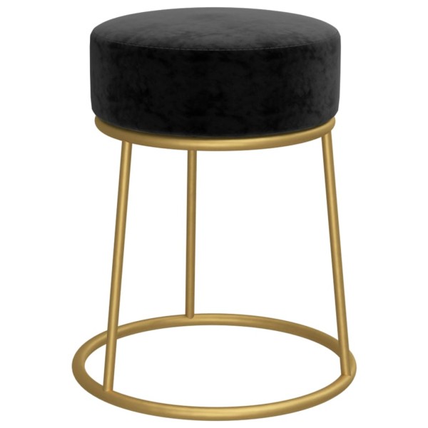 Hocker redondo negro terciopelo