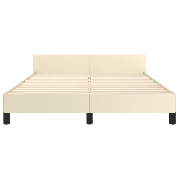 Estructura de cama con cabecero cuero sintético crema 140x200cm