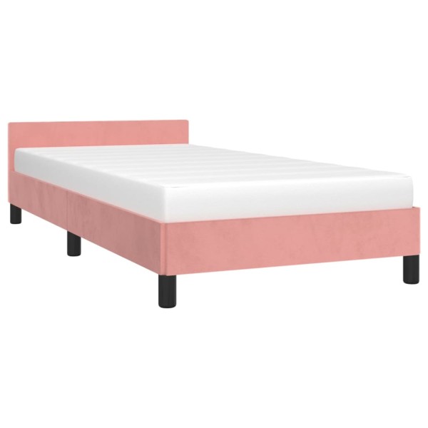 Estructura de cama con cabecero de terciopelo rosa 100x200 cm