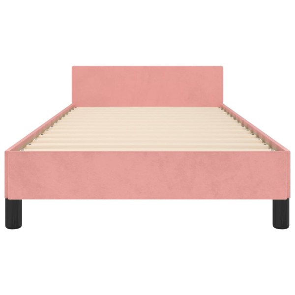 Estructura de cama con cabecero de terciopelo rosa 100x200 cm