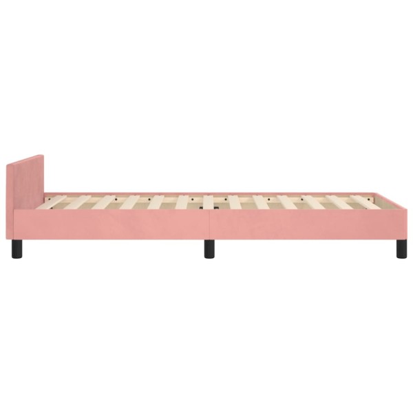 Estructura de cama con cabecero de terciopelo rosa 100x200 cm