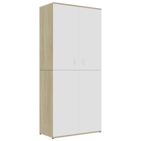 Mueble zapatero contrachapada blanco y roble 80x39x178 cm