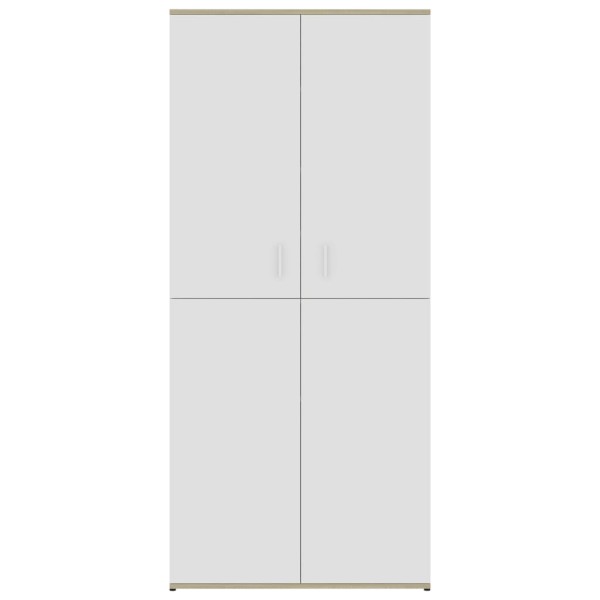 Mueble zapatero contrachapada blanco y roble 80x39x178 cm