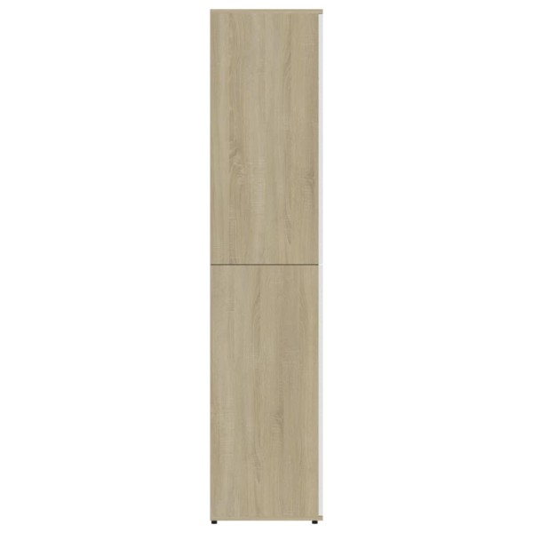 Mueble zapatero contrachapada blanco y roble 80x39x178 cm