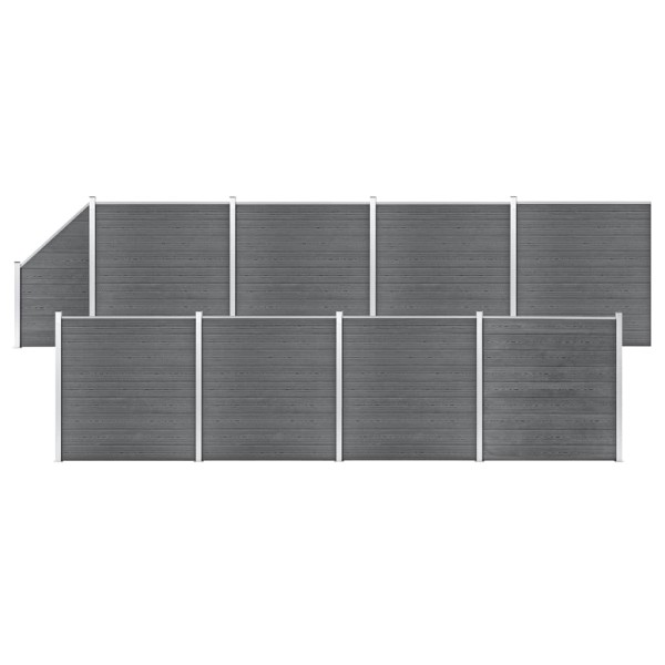 Set de valla 8 cuadradas + 1 oblicua WPC gris 1484x186 cm