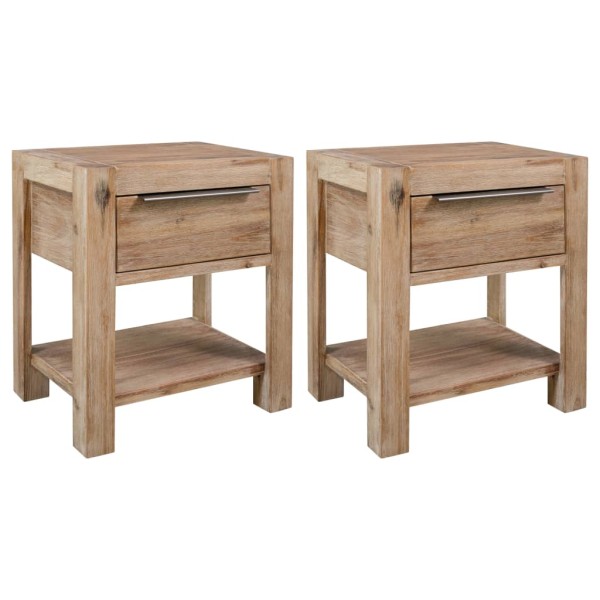 Mesitas de noche con cajones madera acacia maciza 40x30x48 cm