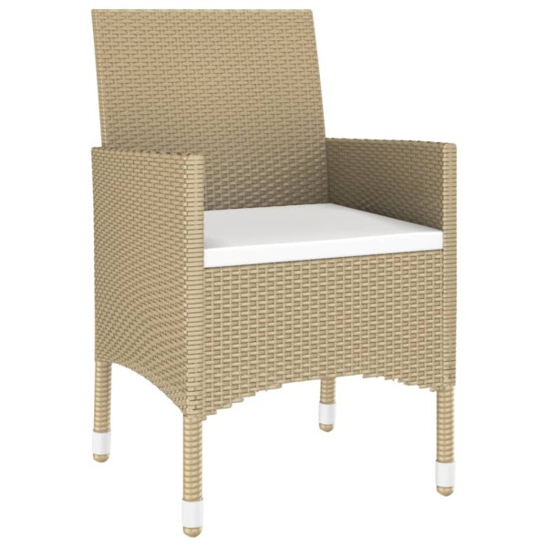 Set de comedor de jardín 7 pzas ratán sintético vidrio beige