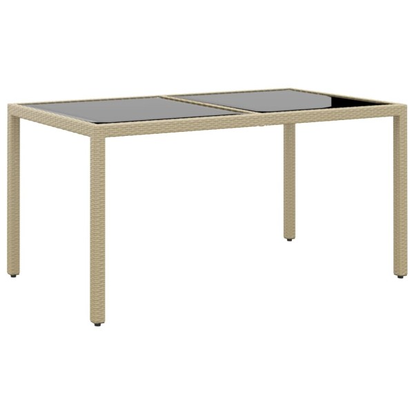 Set de comedor de jardín 7 pzas ratán sintético vidrio beige