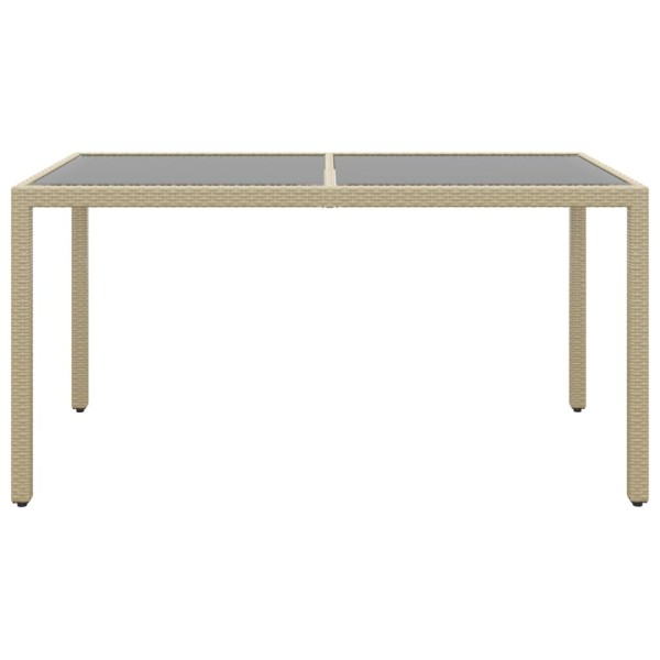 Set de comedor de jardín 7 pzas ratán sintético vidrio beige