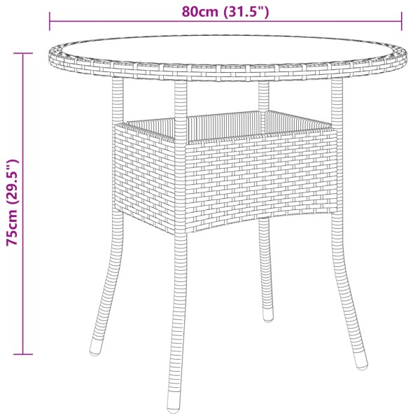 Juego comedor de jardín 3 piezas ratán sintético gris