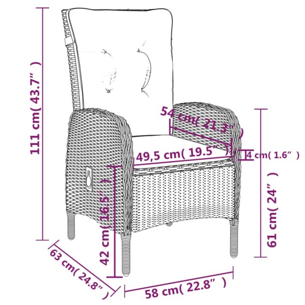 Juego de comedor de jardín 7 piezas ratán sintético gris