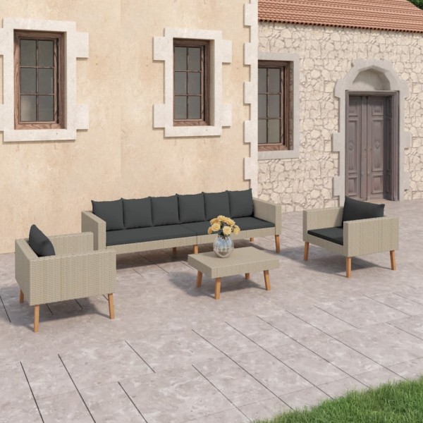 Set de muebles de jardín 4 pzas y cojines ratán sintético beige