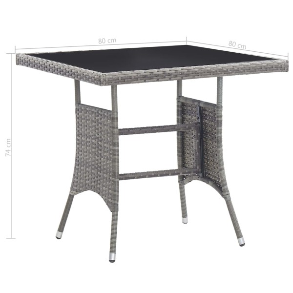 Set comedor jardín 3 pzas ratán sintético gris antracita y gris