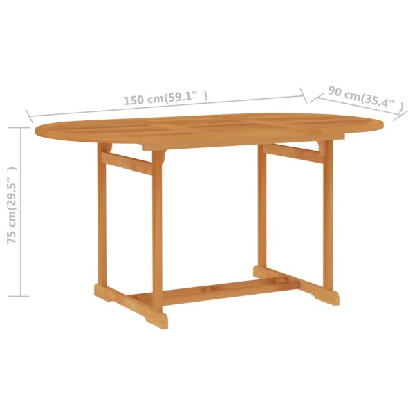 Conjunto de comedor de jardín 5 piezas madera maciza de teca