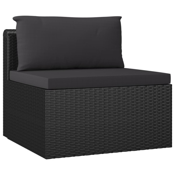 Set de muebles de jardín 11 pzas cojines ratán sintético negro