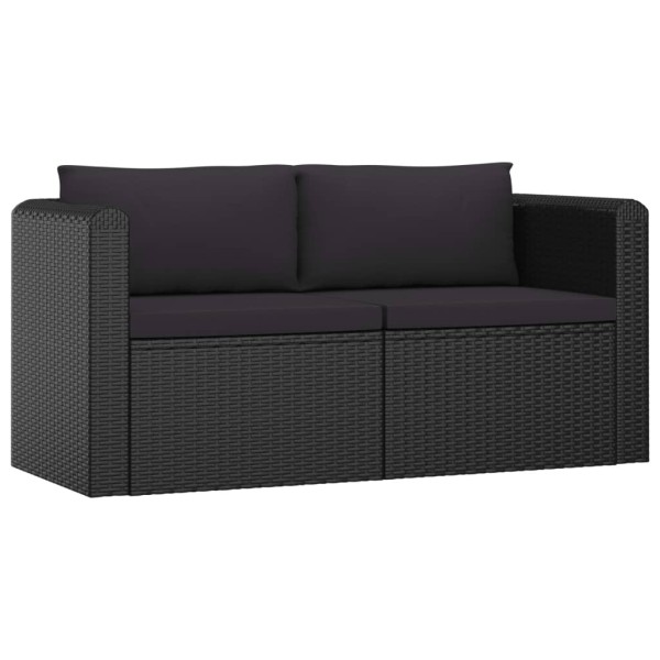 Set de muebles de jardín 11 pzas cojines ratán sintético negro