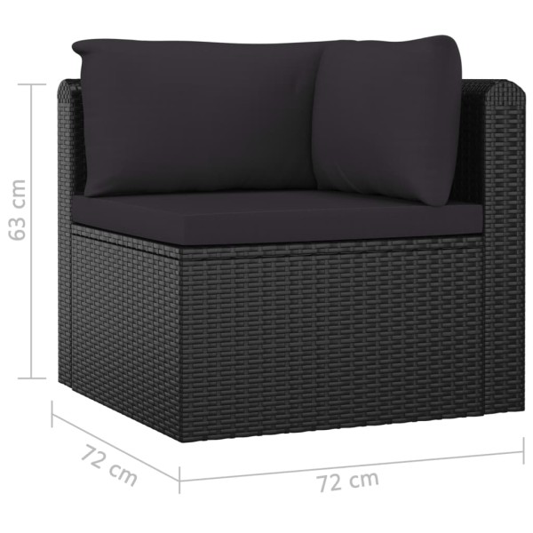 Set de muebles de jardín 11 pzas cojines ratán sintético negro