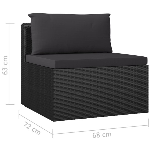 Set de muebles de jardín 11 pzas cojines ratán sintético negro