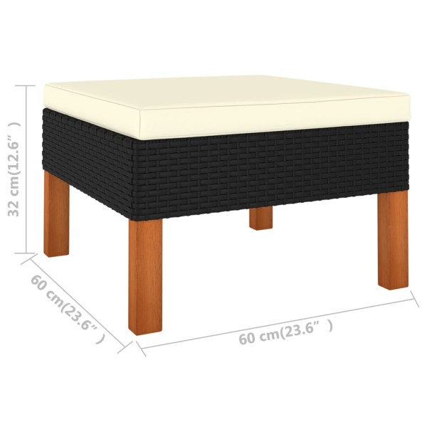 Set de muebles de jardín 10 pzas cojines ratán sintético negro