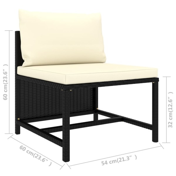 Set de muebles de jardín 12 pzas cojines ratán sintético negro