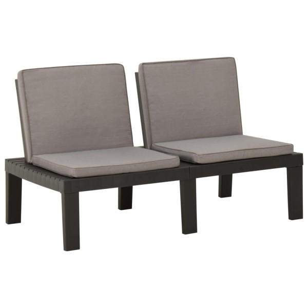 Set de muebles de jardín 4 piezas con cojines plástico gris