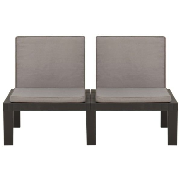 Set de muebles de jardín 4 piezas con cojines plástico gris